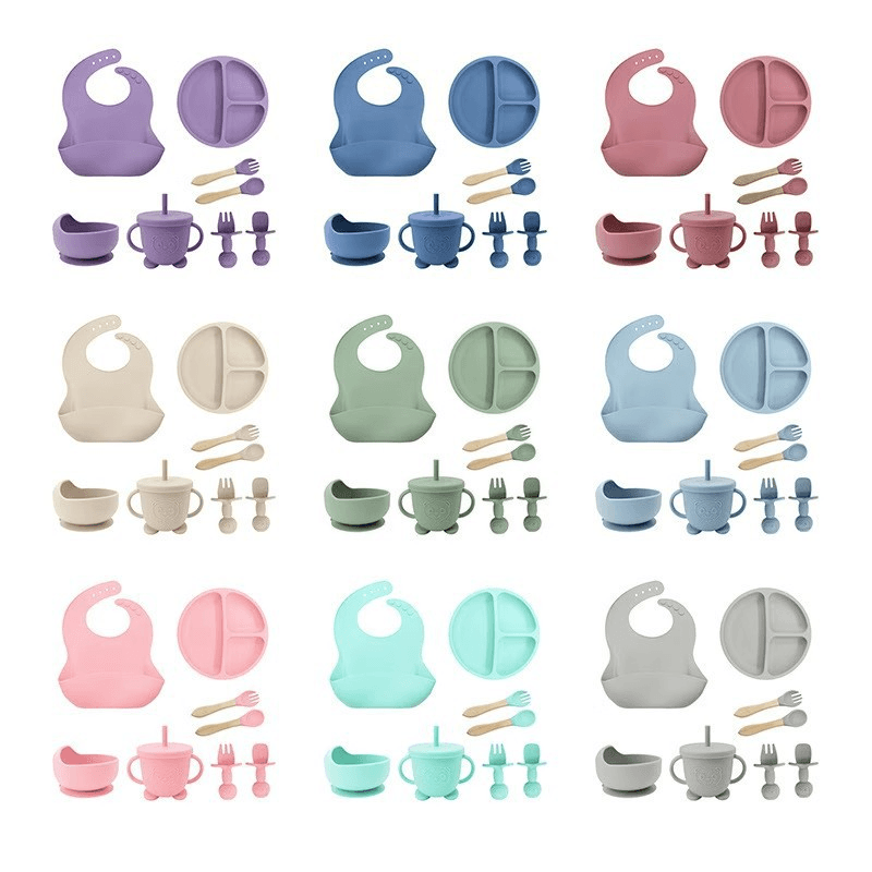 8 Pcs Food Grade Silicone Baby Feeding Set