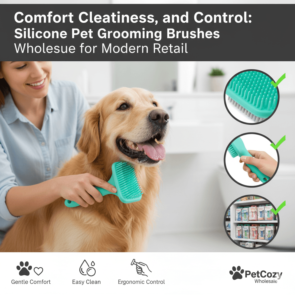 Confort, propreté et contrôle : brosses de toilettage en silicone pour animaux de compagnie, vente en gros pour le commerce de détail moderne
