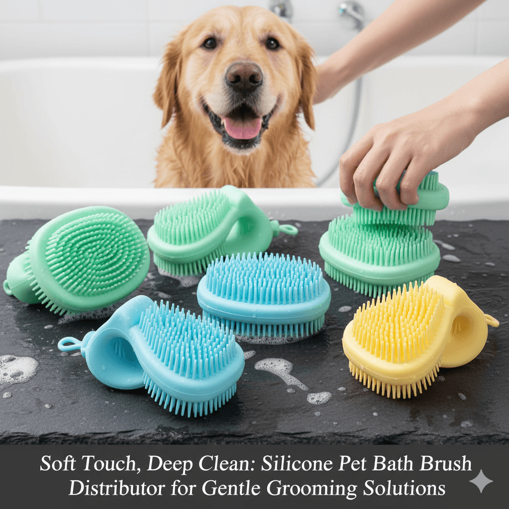 Doux au toucher, nettoyage en profondeur : distributeur de brosses de bain en silicone pour animaux de compagnie, pour un toilettage tout en douceur.