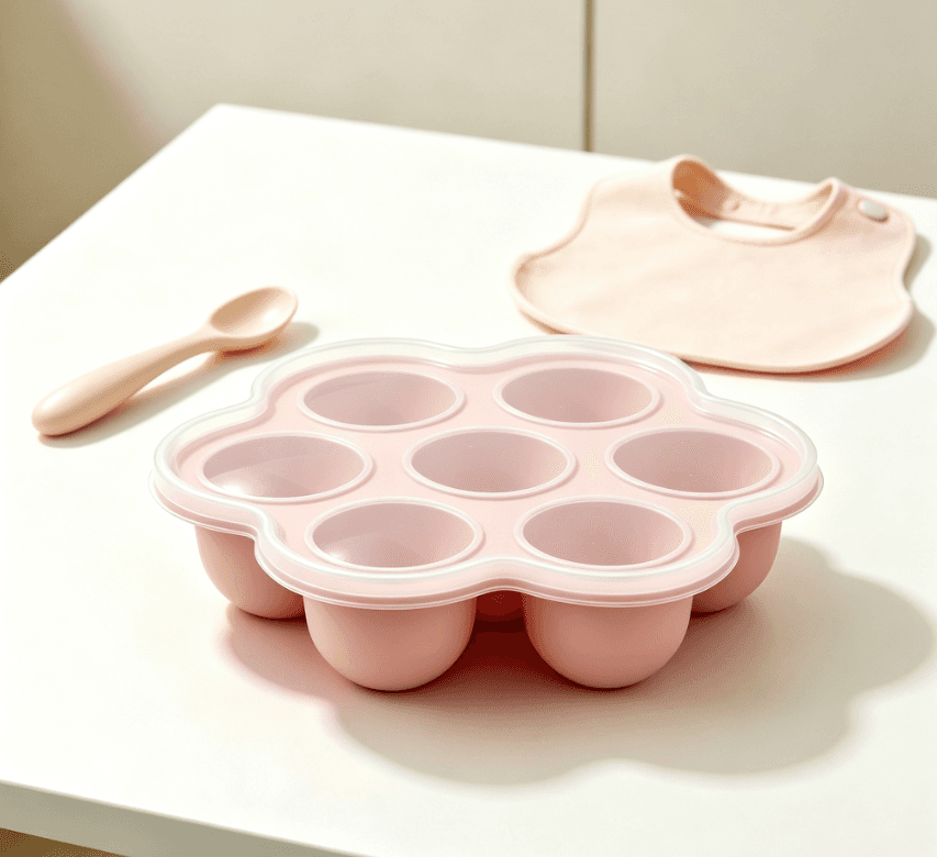 7 Cavity Silicone Baby Food Freezer Tray with Lid